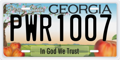 GA license plate PWR1007