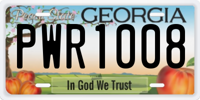 GA license plate PWR1008