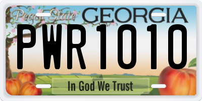 GA license plate PWR1010