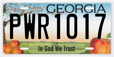 GA license plate PWR1017