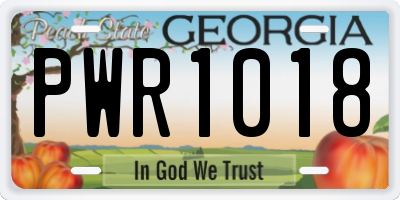 GA license plate PWR1018