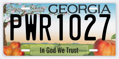 GA license plate PWR1027