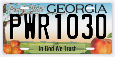 GA license plate PWR1030