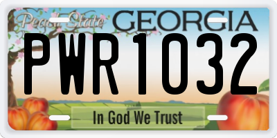 GA license plate PWR1032