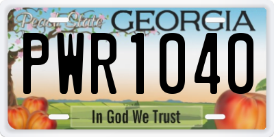 GA license plate PWR1040
