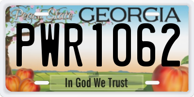 GA license plate PWR1062