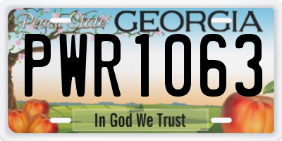 GA license plate PWR1063