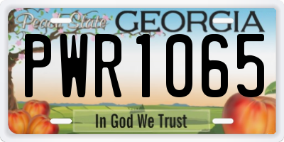 GA license plate PWR1065
