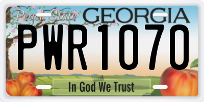 GA license plate PWR1070