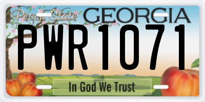 GA license plate PWR1071