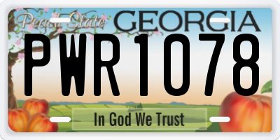 GA license plate PWR1078