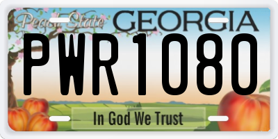 GA license plate PWR1080