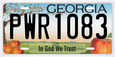 GA license plate PWR1083