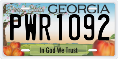 GA license plate PWR1092