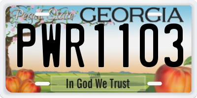 GA license plate PWR1103