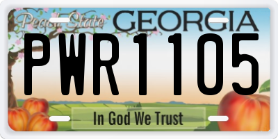 GA license plate PWR1105