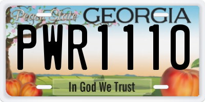 GA license plate PWR1110