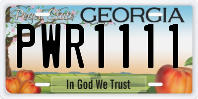 GA license plate PWR1111