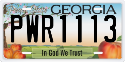 GA license plate PWR1113