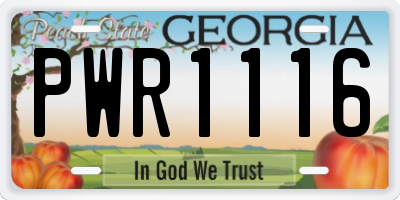 GA license plate PWR1116
