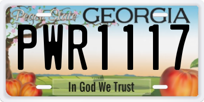 GA license plate PWR1117