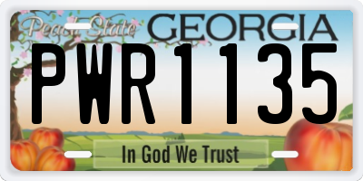 GA license plate PWR1135