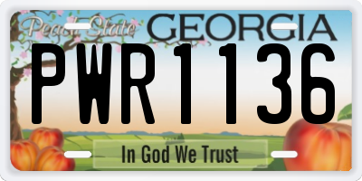 GA license plate PWR1136