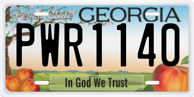 GA license plate PWR1140