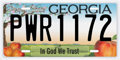 GA license plate PWR1172