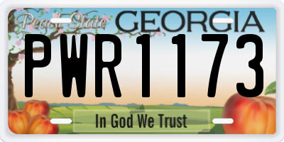 GA license plate PWR1173