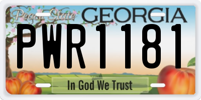 GA license plate PWR1181