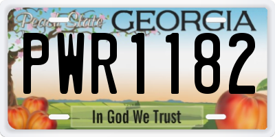 GA license plate PWR1182