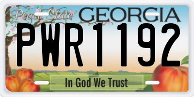 GA license plate PWR1192