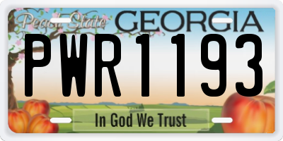GA license plate PWR1193