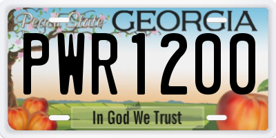 GA license plate PWR1200