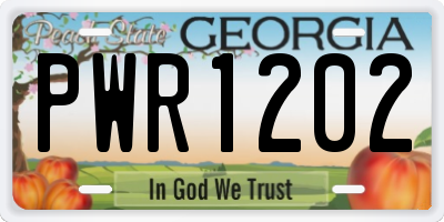 GA license plate PWR1202