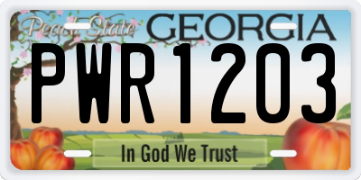GA license plate PWR1203