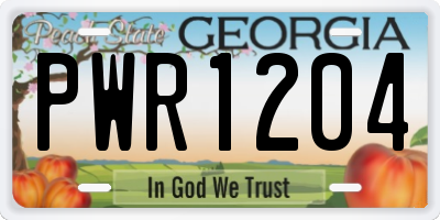 GA license plate PWR1204