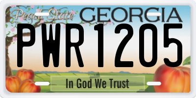GA license plate PWR1205