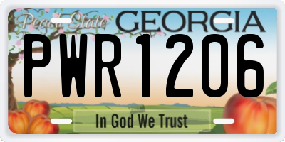 GA license plate PWR1206