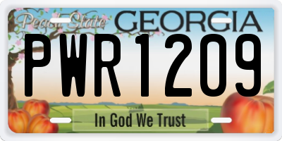 GA license plate PWR1209