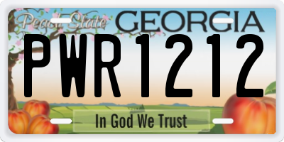 GA license plate PWR1212