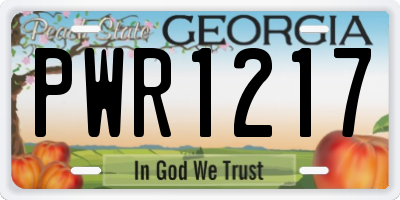 GA license plate PWR1217