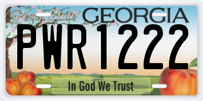 GA license plate PWR1222