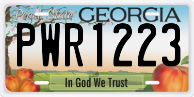 GA license plate PWR1223