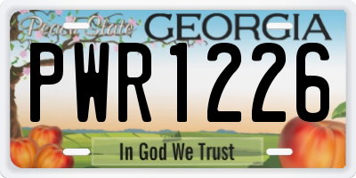 GA license plate PWR1226