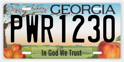 GA license plate PWR1230