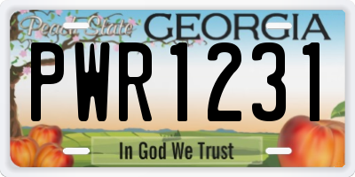 GA license plate PWR1231