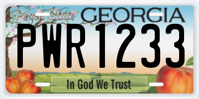 GA license plate PWR1233