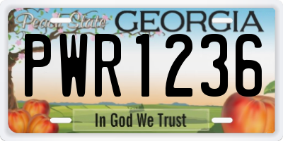 GA license plate PWR1236